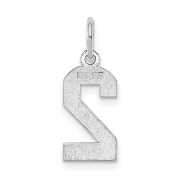 Sterling Silver, Athletic Collection, Small Polished Number 2 Pendant - Picture 3 of 5